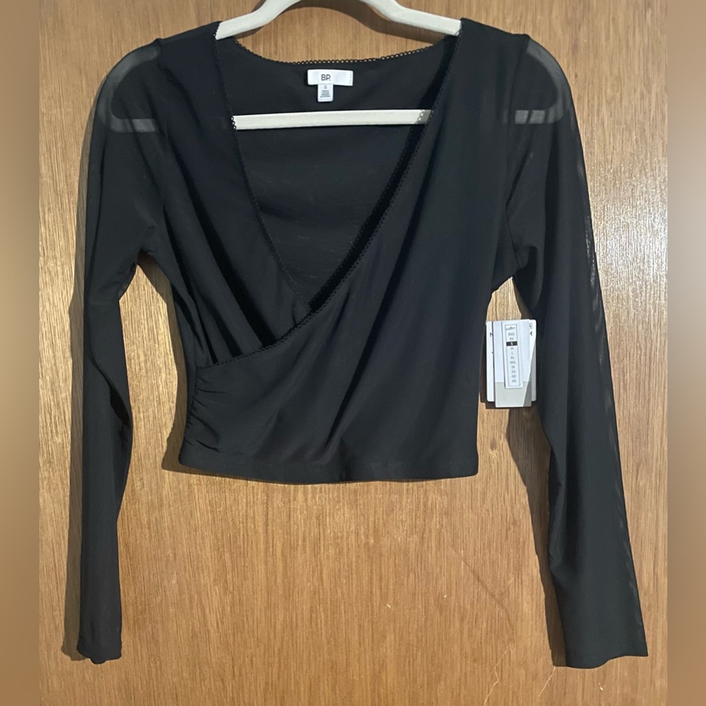 NWT Black Mesh Crop Top Small
